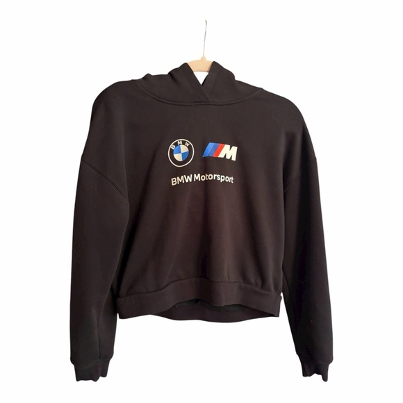 PUMA Women's  BMW M Motorsport Essentials Logo Cropped Hoodie-Size Medium - Picture 4 of 11